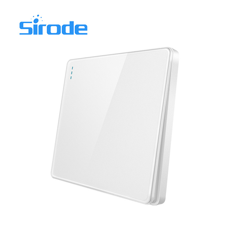 Sirode T1 Series British Standard Modern Grey Acrylic Glass Plate Switch 1 Gang 1 Way Electrical Wall Switch And Socket For Home