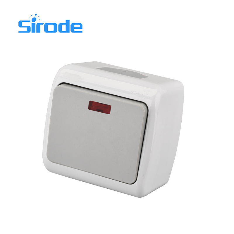 Sirode 8005E Series EU Standard Surface Mount With Cover IP54 Wall Touch Light Switches And Sockets Box Electrical