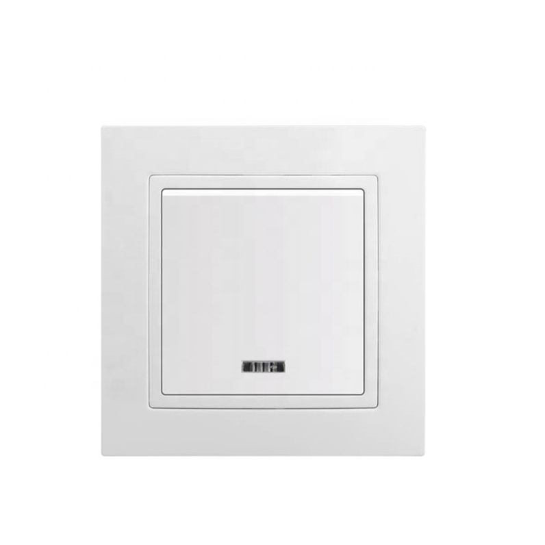 Sirode 9207 Series European Standard Modern White Color 1 Gang 1 Way Electric Wall Light Switches With Neon For Home