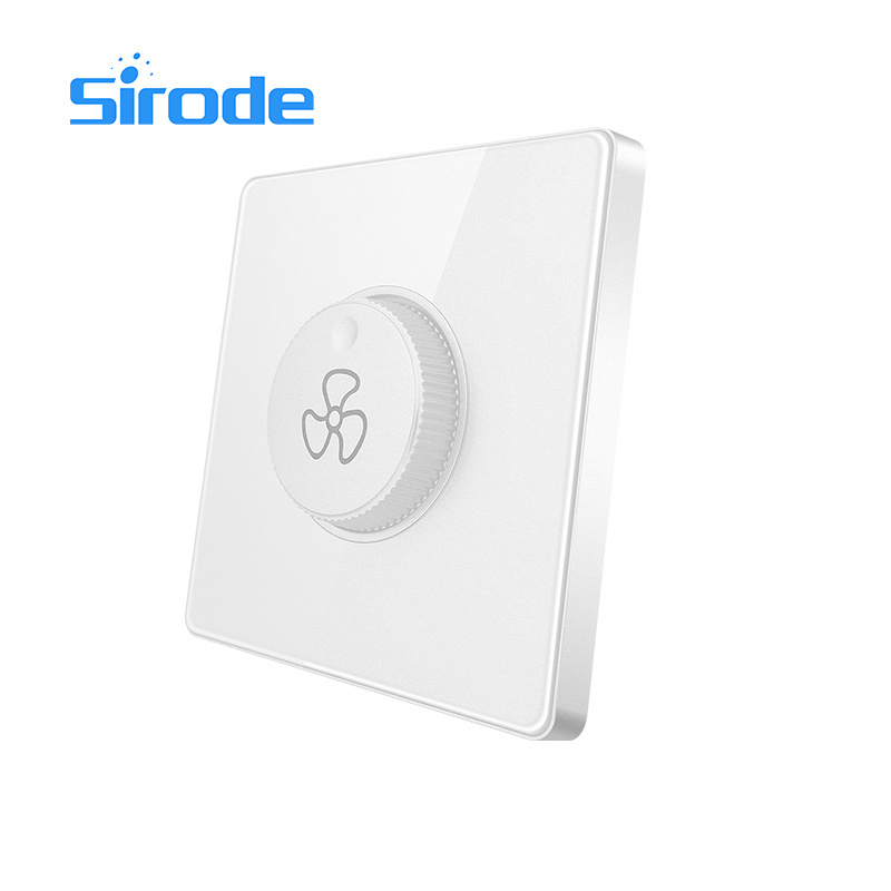 Sirode T1 Series British Standard Modern Grey Color Luxury Acrylic Glass Plate Fan Speed Dimmer Electrica Wall Switches For Home