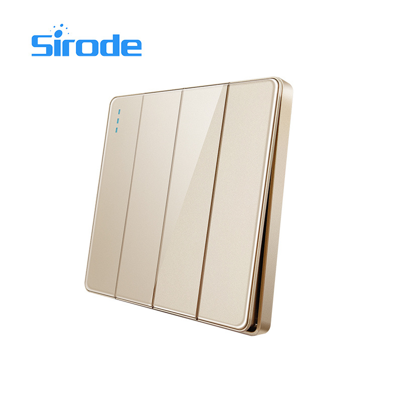 Sirode T1 Series UK Standard Modern White Luxury Acrylic Panel 1 Gang 1 Way Electrical Wall Light Switches And Sockets For Home