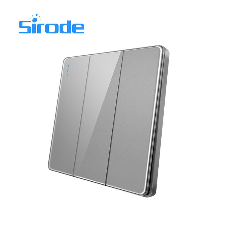 Sirode T1 Series UK Standard Modern White Luxury Acrylic Panel 1 Gang 1 Way Electrical Wall Light Switches And Sockets For Home