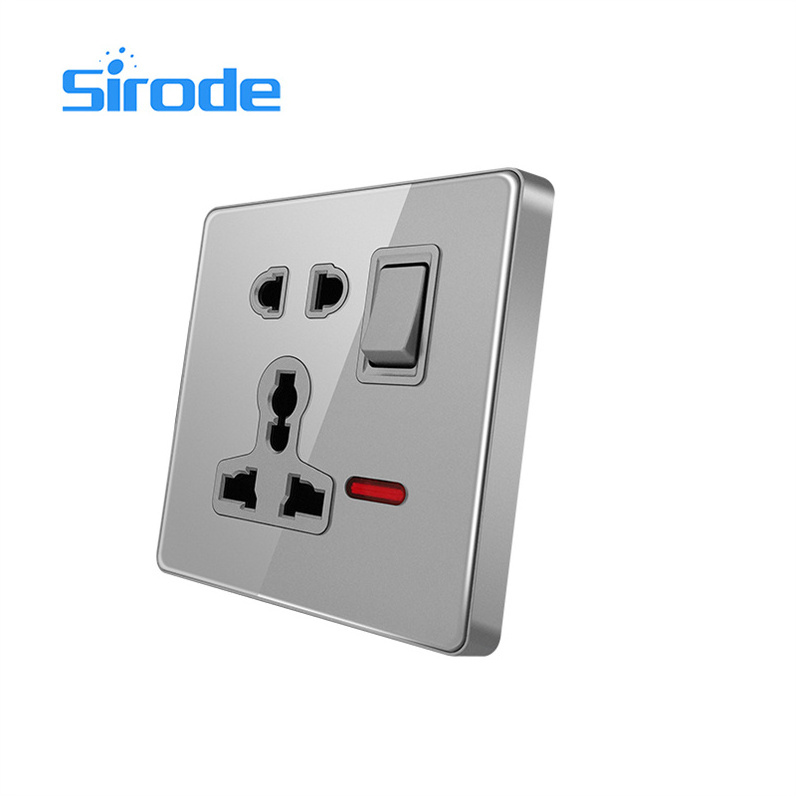 Sirode T1 Series British Standard Modern Grey Color Luxury Acrylic Glass Plate 20A Electrical Wall Switch and Socket For Home