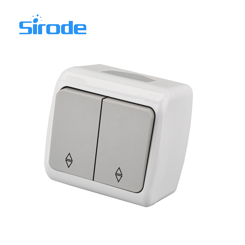 Sirode 8005E Series EU Standard Surface Mount With Cover IP54 Wall Touch Light Switches And Sockets Box Electrical