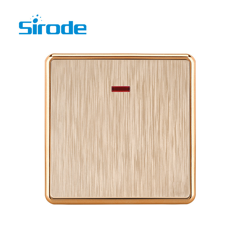 Sirode T3 Series British Standard 250V Luxury Design 3D Brushed Plate 86*86 Size 2 Gang 2 Way Electric Wall Switch For Home