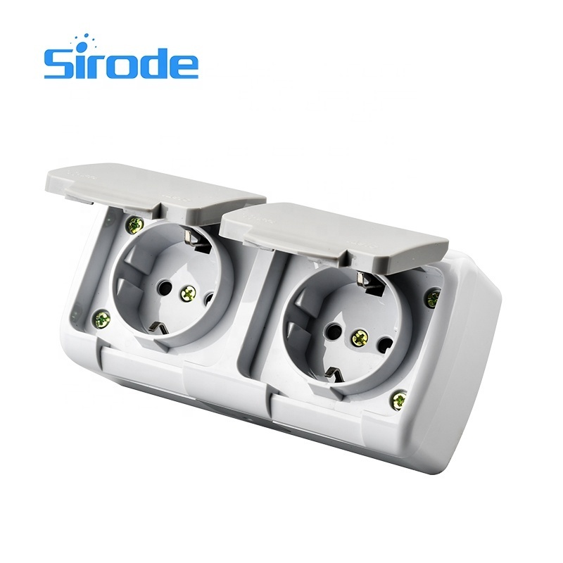 Sirode 8005E Series EU Standard Surface Mount With Cover IP54 Wall Touch Light Switches And Sockets Box Electrical