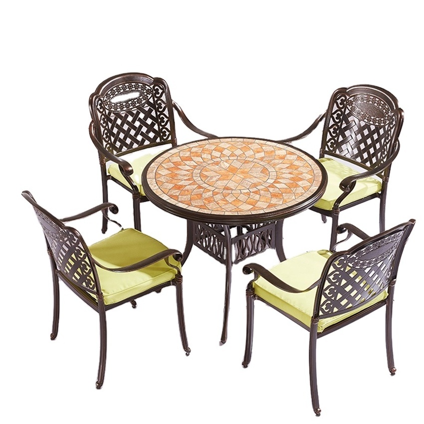 Balcony Bistro Products Round Outdoor Patio Table Set Cast Aluminum Dining Furniture