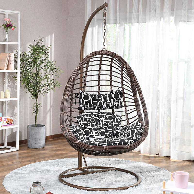 Luxury Cushions Hammock Egg Swing Chair Stand Outdoor Patio Hanging Rattan Garden Swing Chair