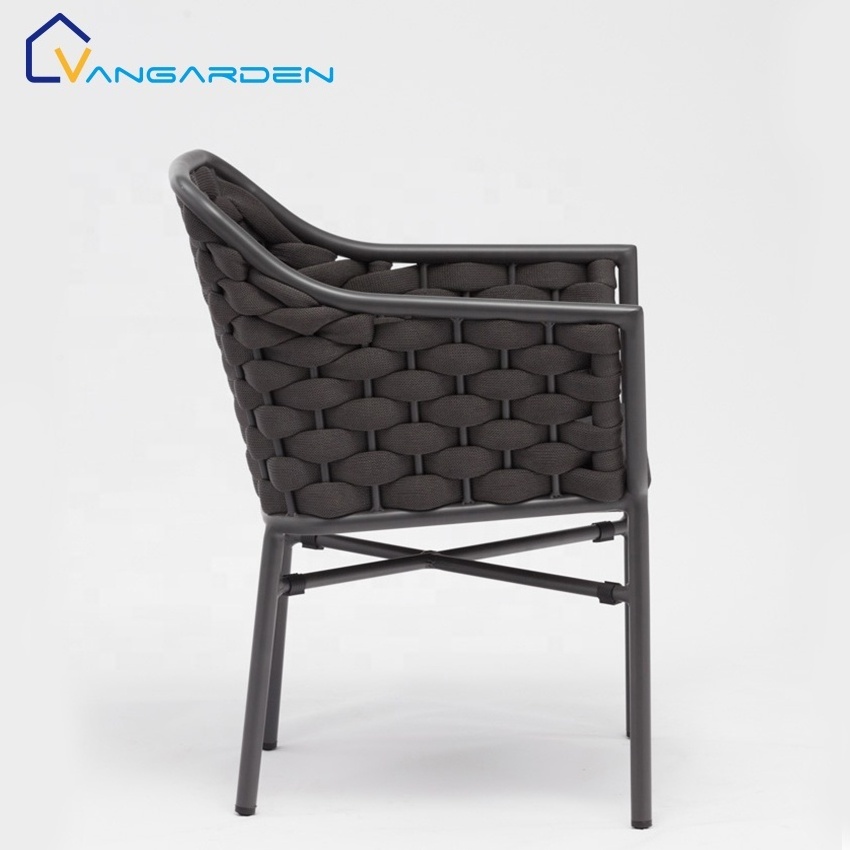 Modern Commercial Designer Washable Aluminium Restaurant Dining Garden Outdoor Rope Chair