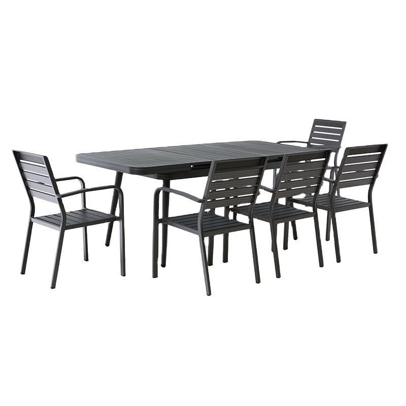 2024 New Design Terrace Restaurant Aluminum Garden Furniture Outdoor Extendable Dining Table And Chair Set