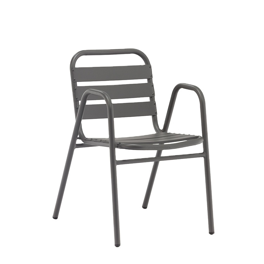 Modern Metal Aluminum Outdoor Stacking Chairs with Arms Stackable Chair for Hotel