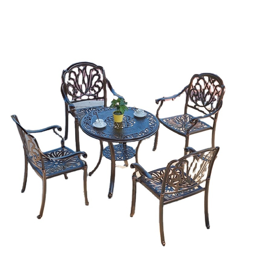 China Diameter 80CM Antique Garden Cast Aluminum Patio Dining Set Furniture Outdoor