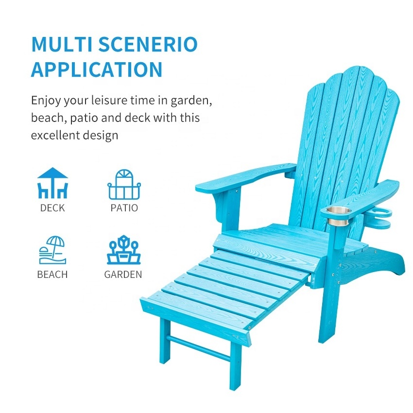 Wooden Outdoor Lounge Composite Plastic Garden Chair Outdoor Blue Hdpe Adirondack Chair