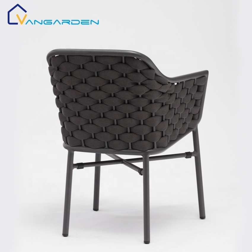 Modern Commercial Designer Washable Aluminium Restaurant Dining Garden Outdoor Rope Chair