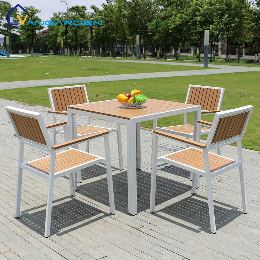 Plastic Wood Balcony Chair Table Outdoor Furniture White