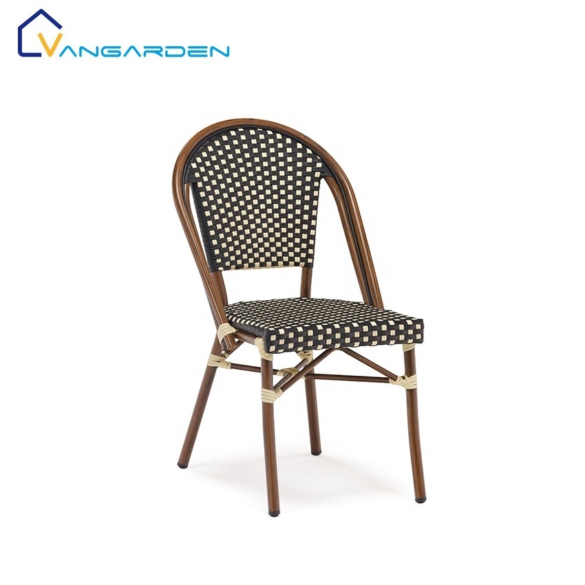 Hot Sale Red Woven Wholesale Weather Proof Outdoor Rattan French Bistro Chair