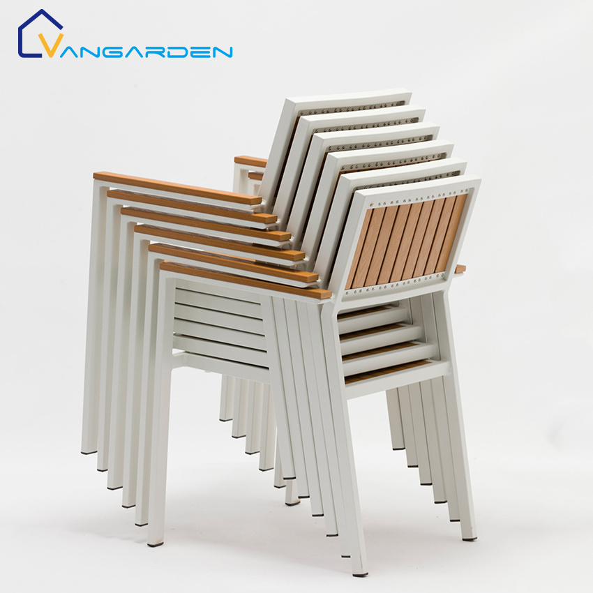 Plastic Wood Balcony Chair Table Outdoor Furniture White