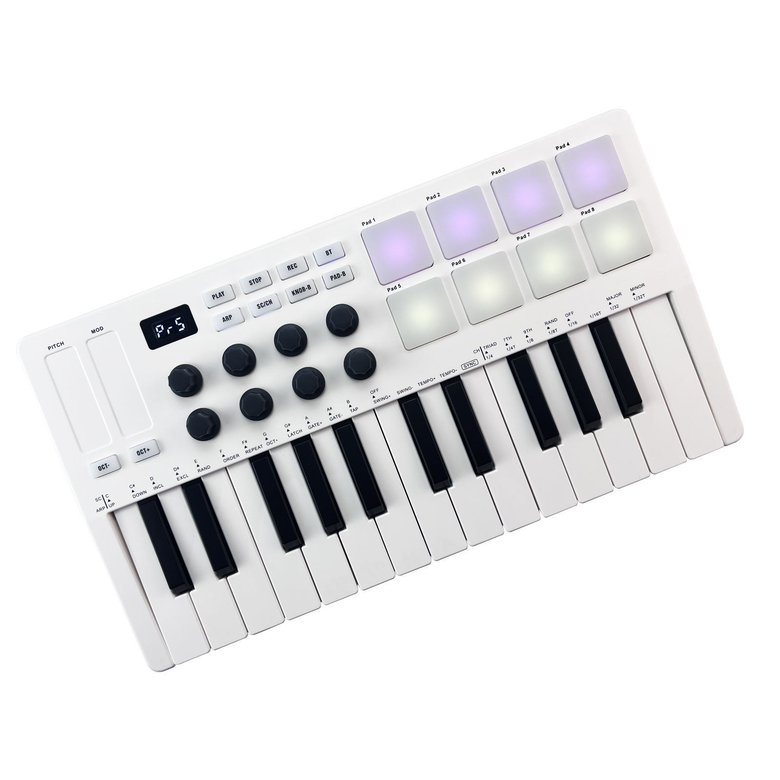 Professional USB Mini Electric Organ Piano Audio 25 Keys Arranger Midi Keyboard Controller With RGB Drum Pads 8 Knobs