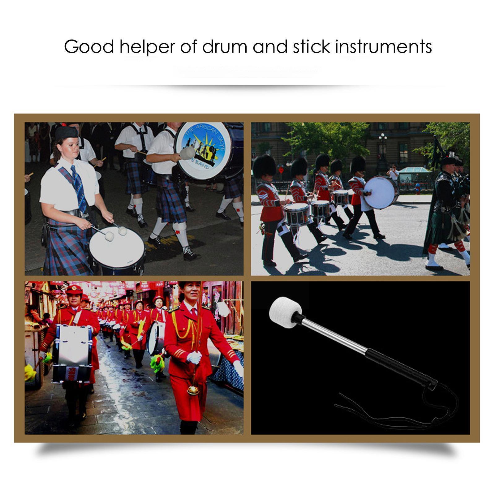 Professional Stainless Steel Instrument Snare Drum Stick Hammer Senior Wool Brigade Drumstick