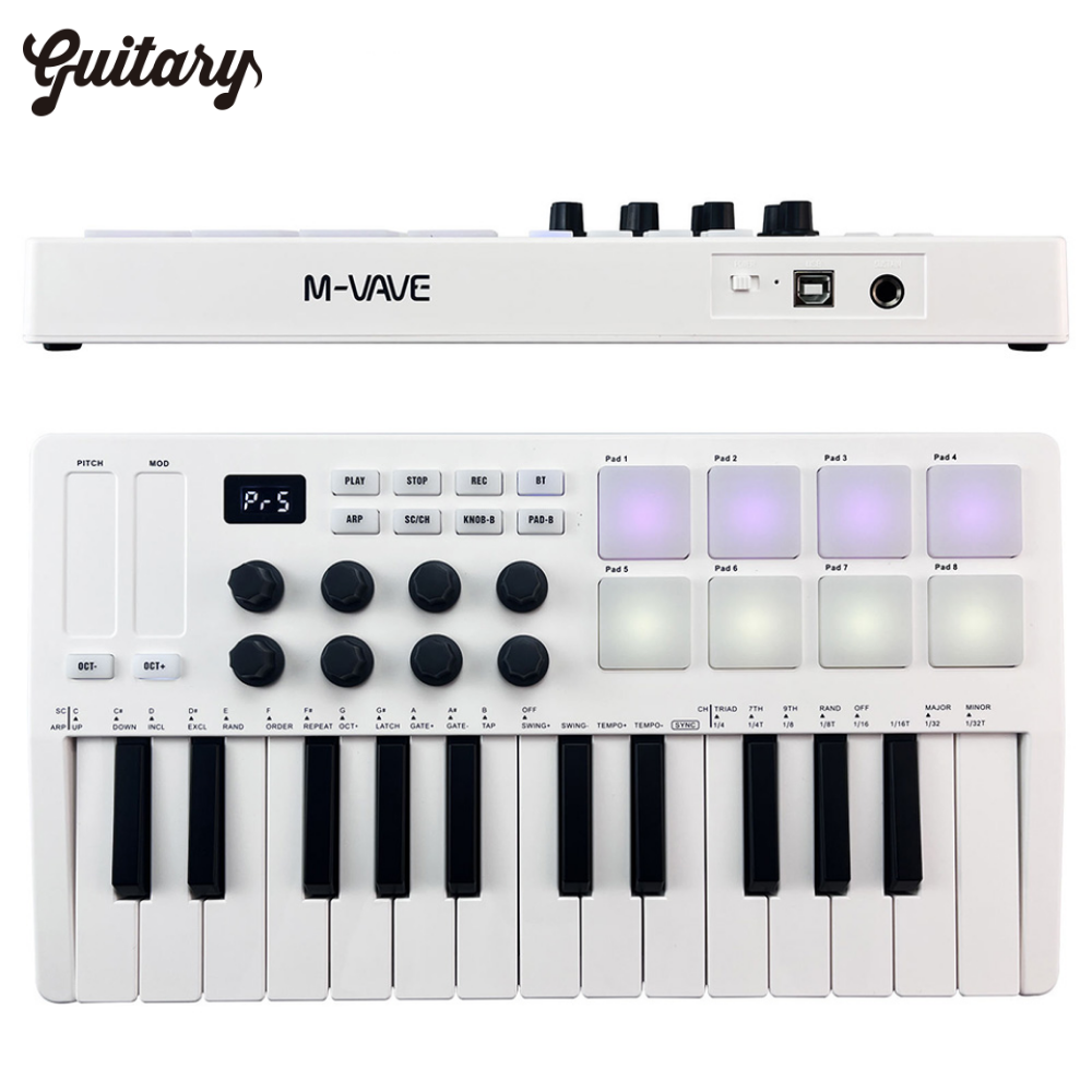 Professional USB Mini Electric Organ Piano Audio 25 Keys Arranger Midi Keyboard Controller With RGB Drum Pads 8 Knobs