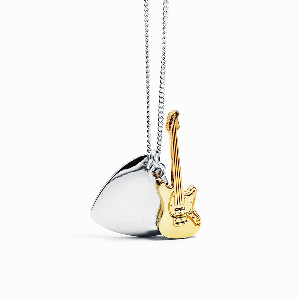 Popular Band Star Same Style Stainless Steel Guitar Necklace and Pick