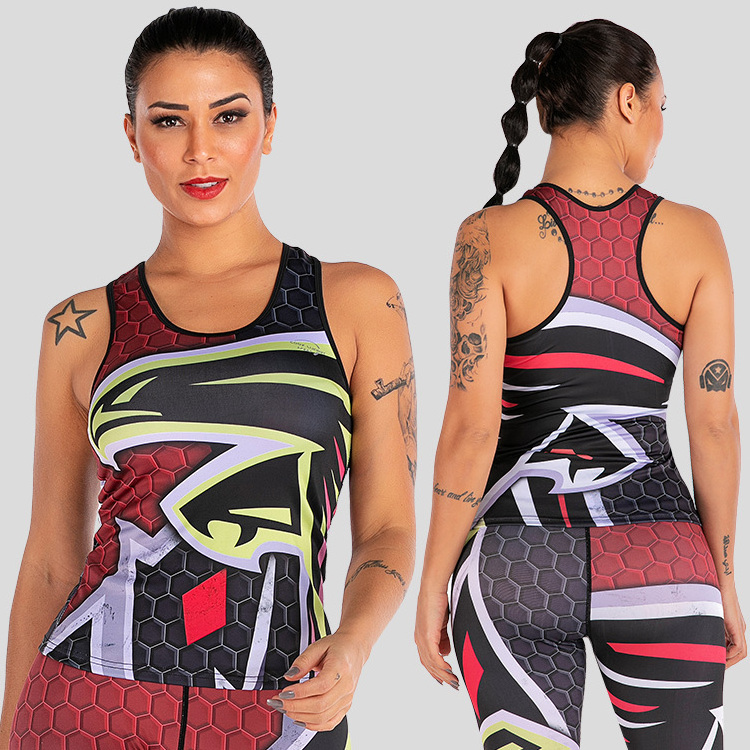 Full body printed running yoga vest Women's fitness vest