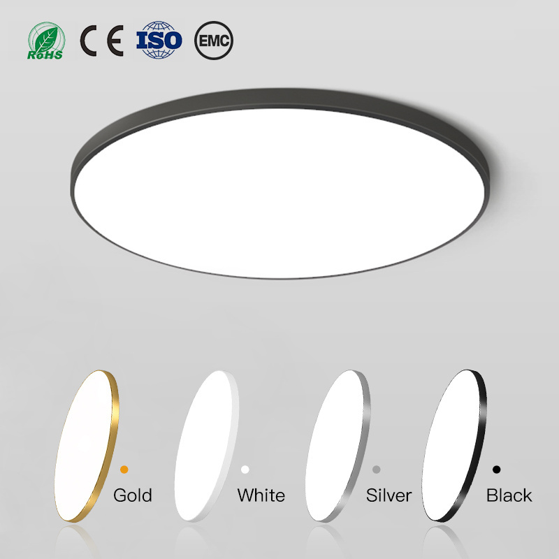 Modern IP20 black silver gold ceiling lamp nordic acrylic 18W Dimmer led ceiling light