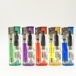 Wholesale Price transparent Butane Gas Disposable Flint Lighter Cigarettes Lighter LED