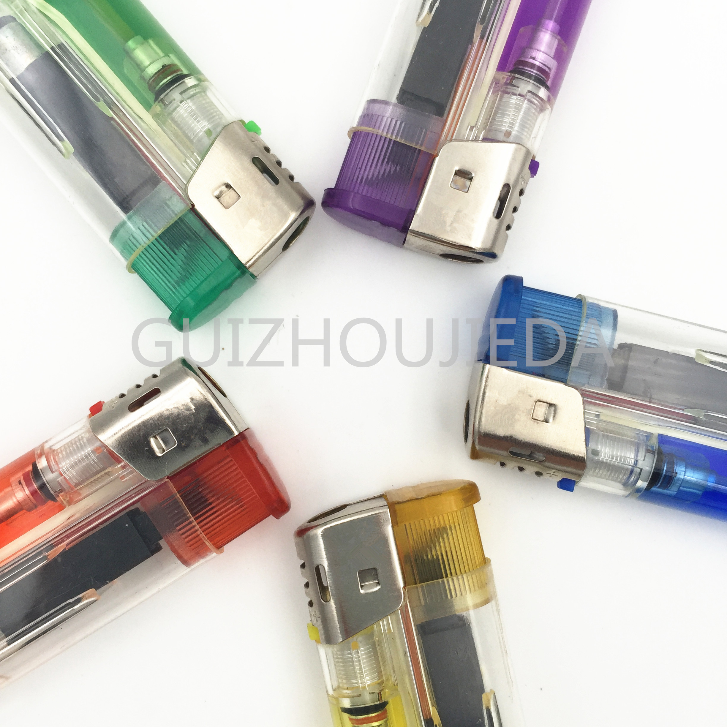 Wholesale Price transparent Butane Gas Disposable Flint Lighter Cigarettes Lighter LED