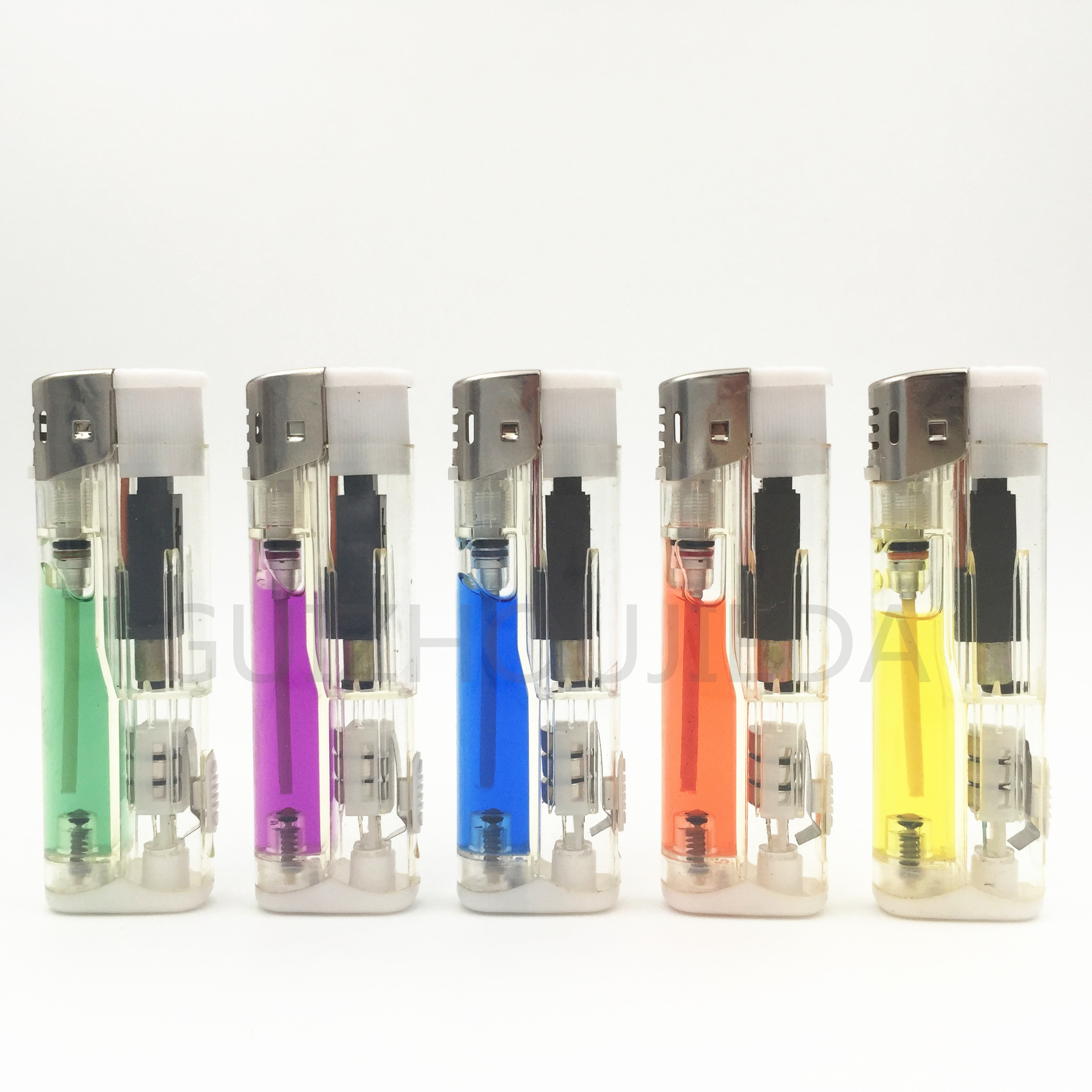 Wholesale Price transparent Butane Gas Disposable Flint Lighter Cigarettes Lighter LED