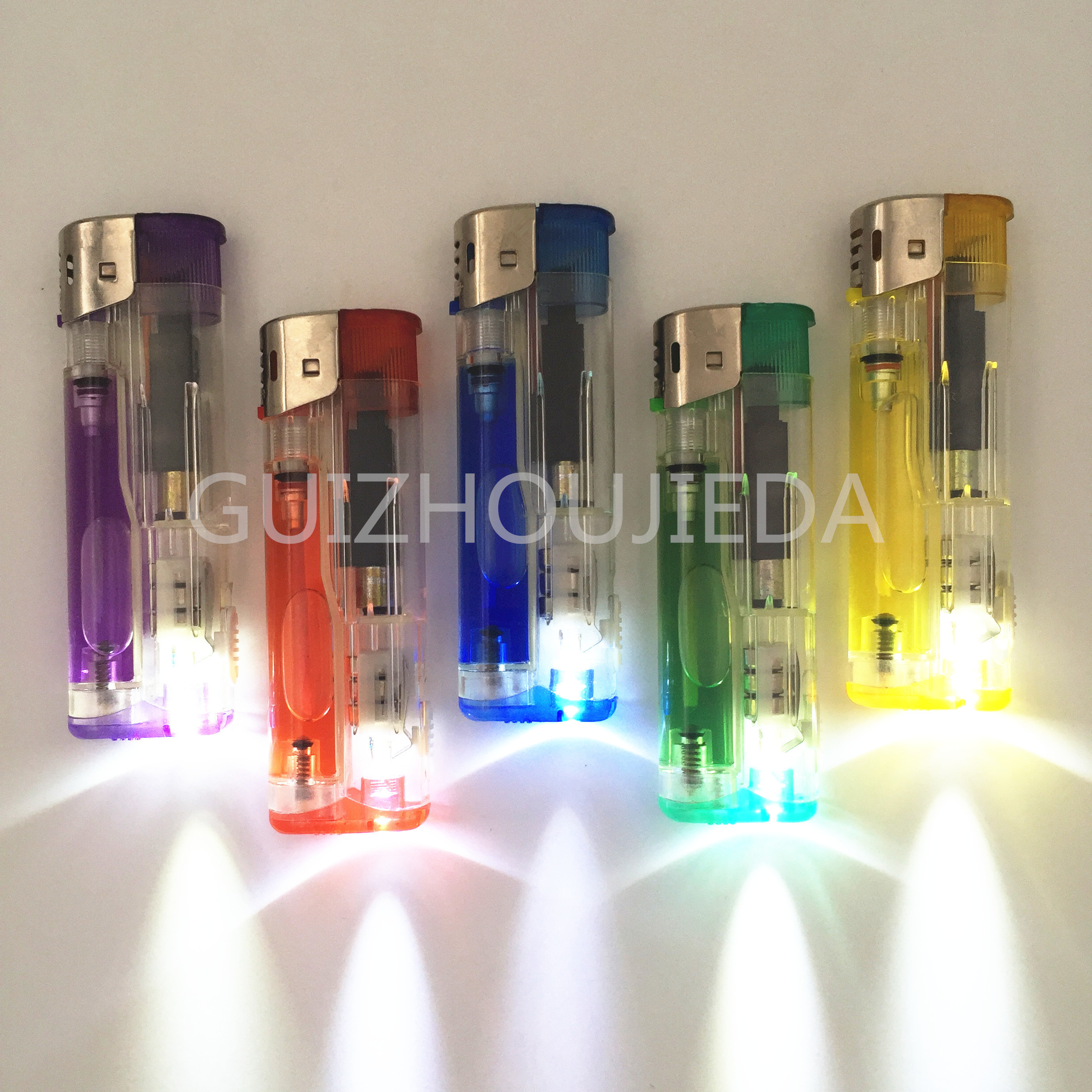 Wholesale Price transparent Butane Gas Disposable Flint Lighter Cigarettes Lighter LED