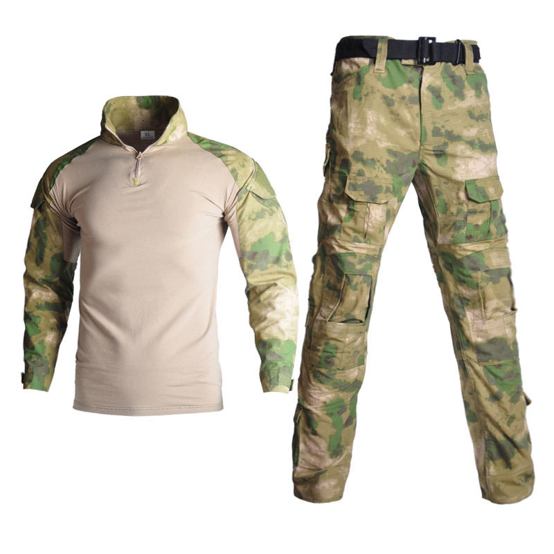 Gujia Long Sleeve Camouflage Outdoor Bosque Polo Shirts Pants Combat Hunting Tactical Uniform Frog Suit For Man