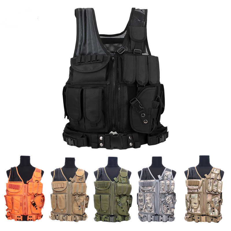 Gujia Outdoor Equipment Tactical Vest Bright Orange Molle Mesh Stab Proof Breathable Vest Security Tactical Vest