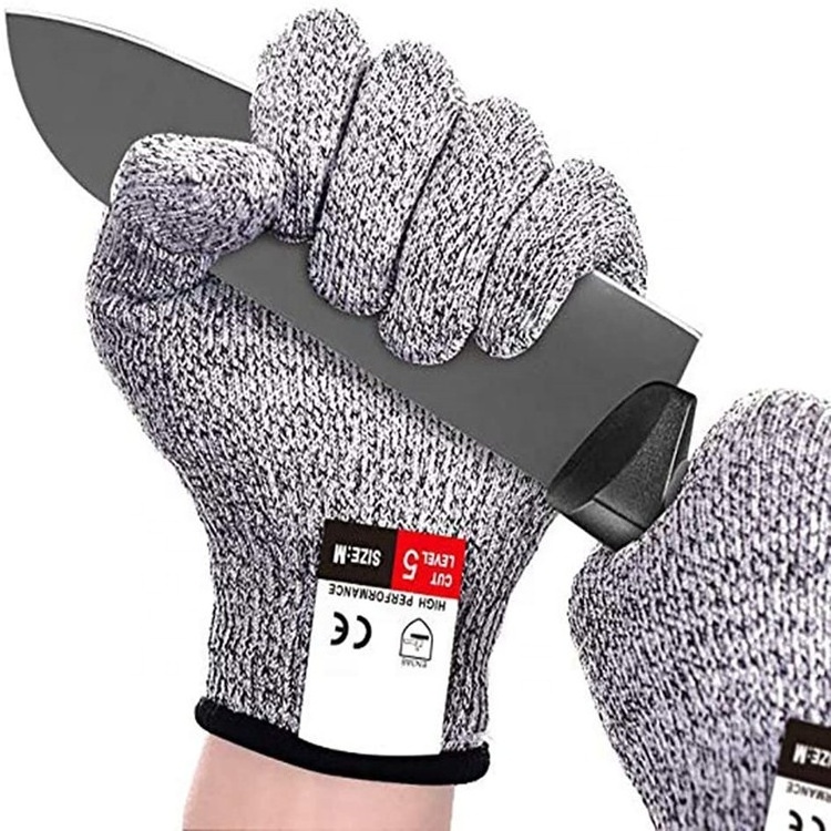 Gujia HPPE Safety Kitchen Meat Glass Working Grey Food Protection Safety Cut Resistant  Gloves