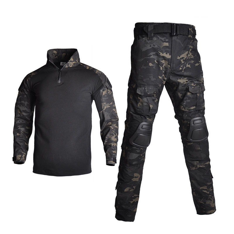 Gujia Long Sleeve Camouflage Outdoor Bosque Polo Shirts Pants Combat Hunting Tactical Uniform Frog Suit For Man