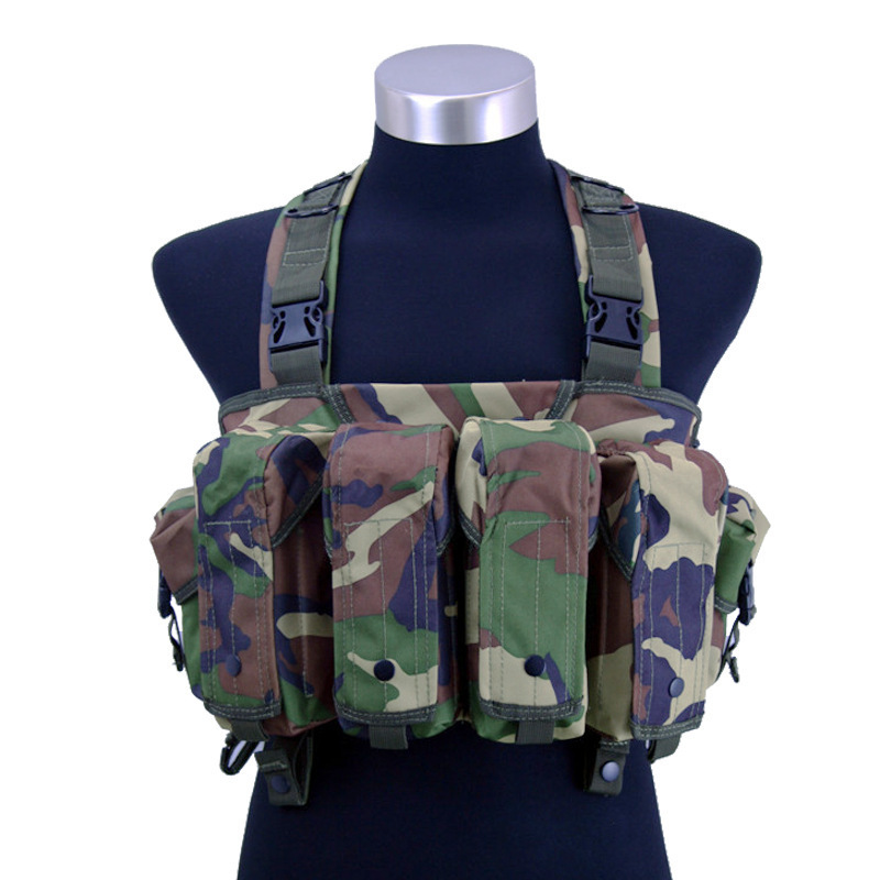 Gujia Lightweight 600D Oxford Molle Camouflage Hunting AK Tactical Chest Rig Vest with Magazine Pouches