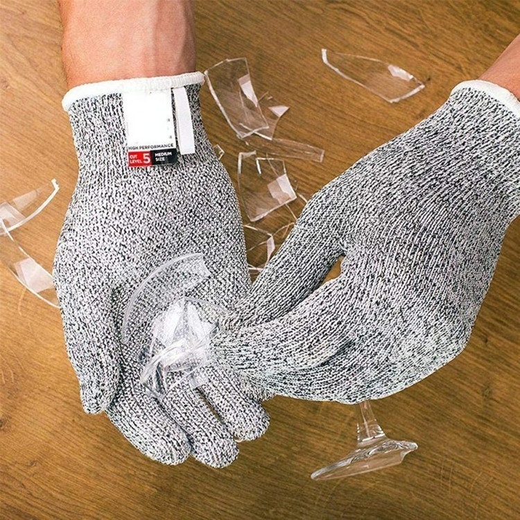 Gujia HPPE Safety Kitchen Meat Glass Working Grey Food Protection Safety Cut Resistant  Gloves