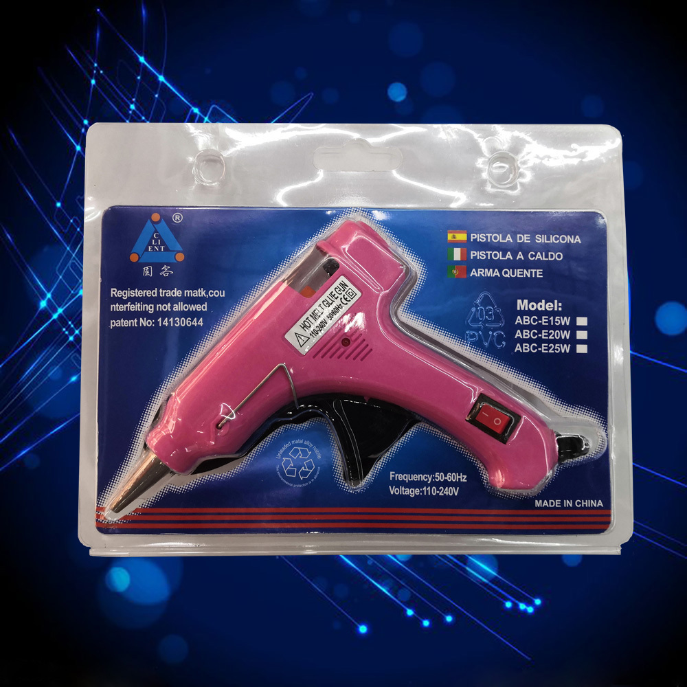 mini 20W hot melt glue gun pink for 7mm glue stick