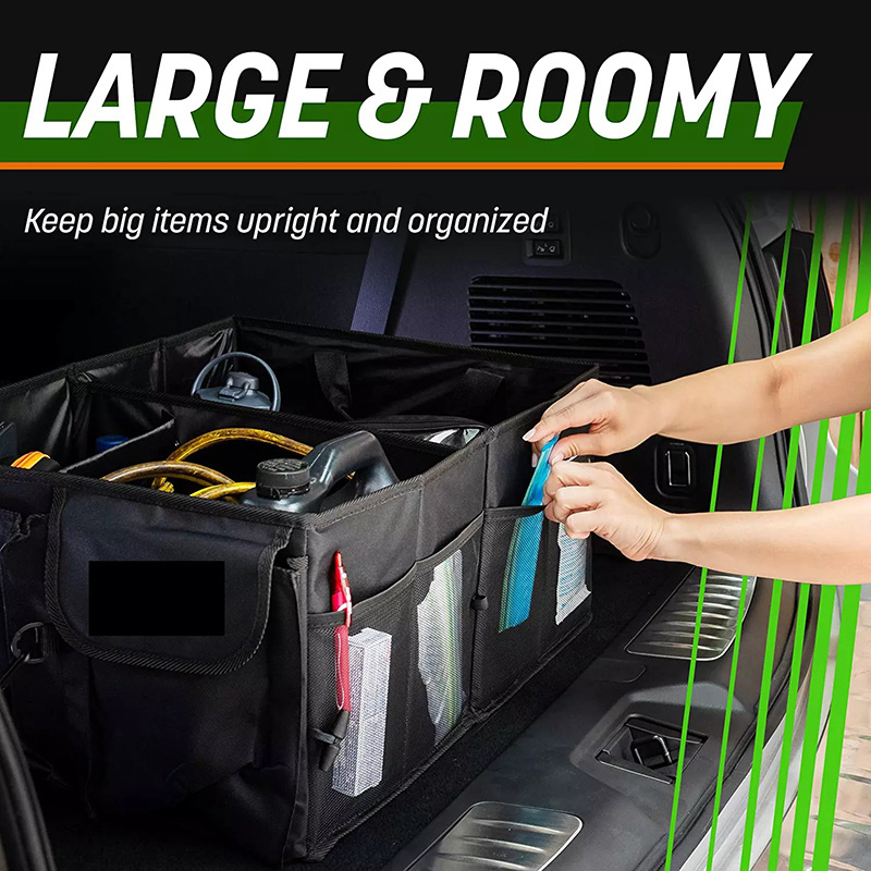 Factory Hot Sale New Style Customizable Black Car Boot Organizer 600D Polyester Storage Box Car Trunk Organizer Bag Car Trunk