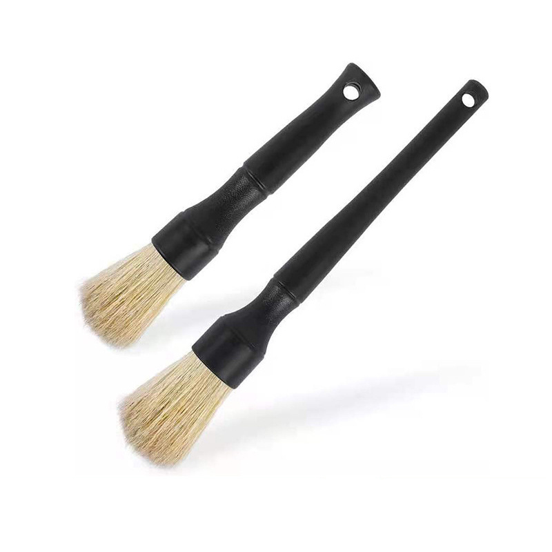 Car Detailing Tool Super Soft Hog Hair Bristle Auto Interior Dust Remove Dashboard Engine Wheels Car Wash Brush 2PCS