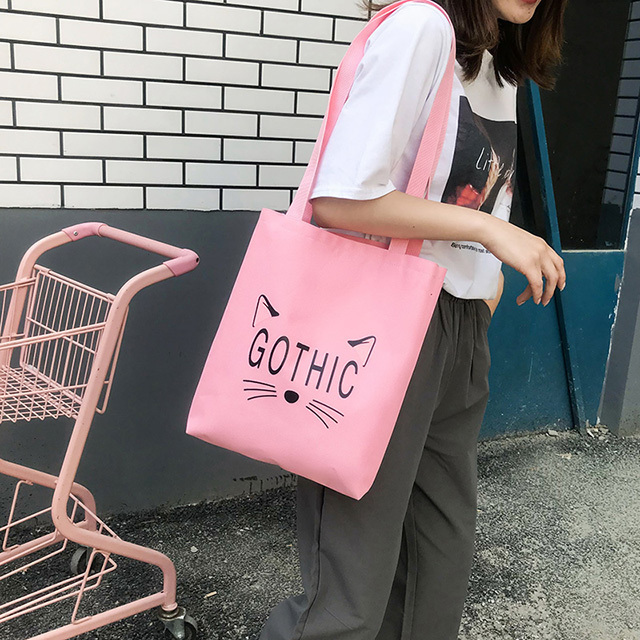 trending 2019 oem Factory wholesale women canvas backpack cute cat fashion leisure college wind girl bag set package School bag