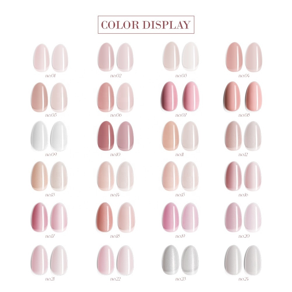 Gulauri Nude Color 24 Colors Collection 13g  Free Clear Uv Nail Gel Polish for Nail Art Manicure