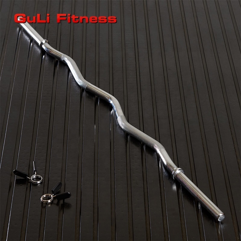 Guli Fitness 47 Inch 25/28/30mm Standard Solid EZ Curl Regular Bar Home Use Strength Training RB Chromed Curl Barbell