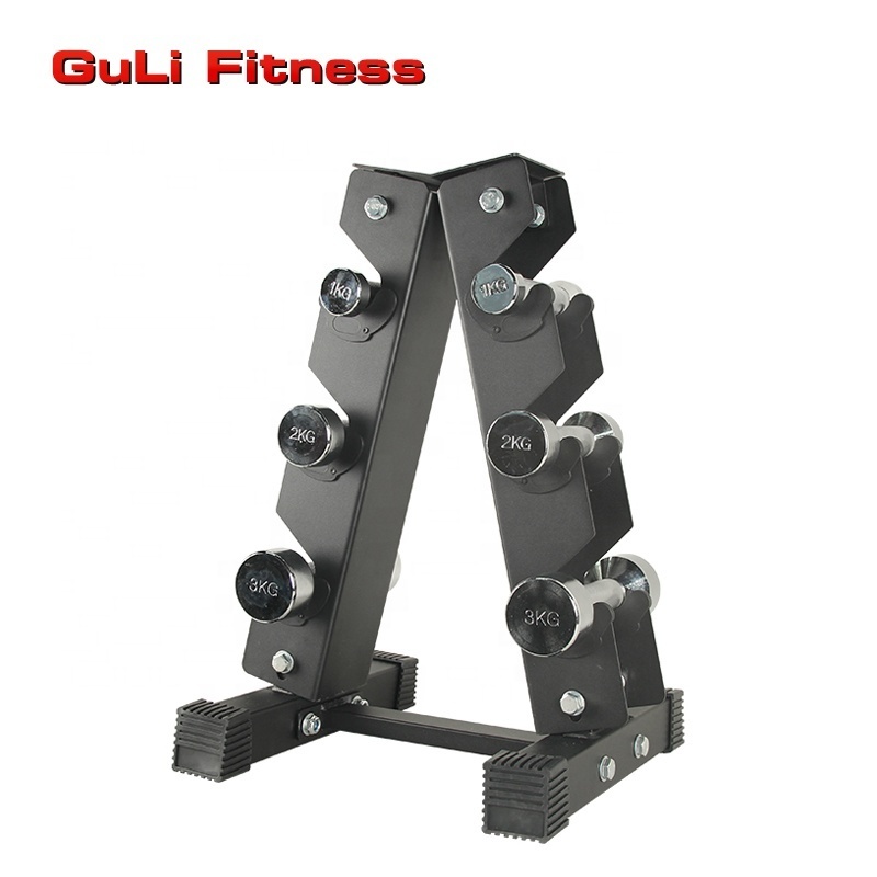 Guli Fitness Hex Dumbbell Set Metal Gym Equipment Storage Tree Dumbbell Rack 3 Pairs Powder Coating Vertical Dumbbell Stand