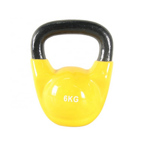 Custom Logo 2KG-40KG Vinyl Coated Kettlebells Strength Training Kettle Bell Gym Fitness Solid Cast Iron Color Vinyl Kettlebell