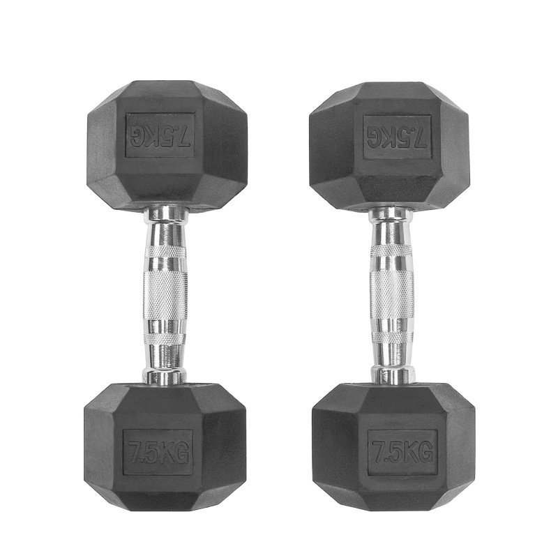 Wholesale Cheap Black Rubber Coated Hex Rubber Dumbbells Set Weights Custom LBS KGS 10kg 15kg 20kg 30kg 40kg 50kg Dumbbell