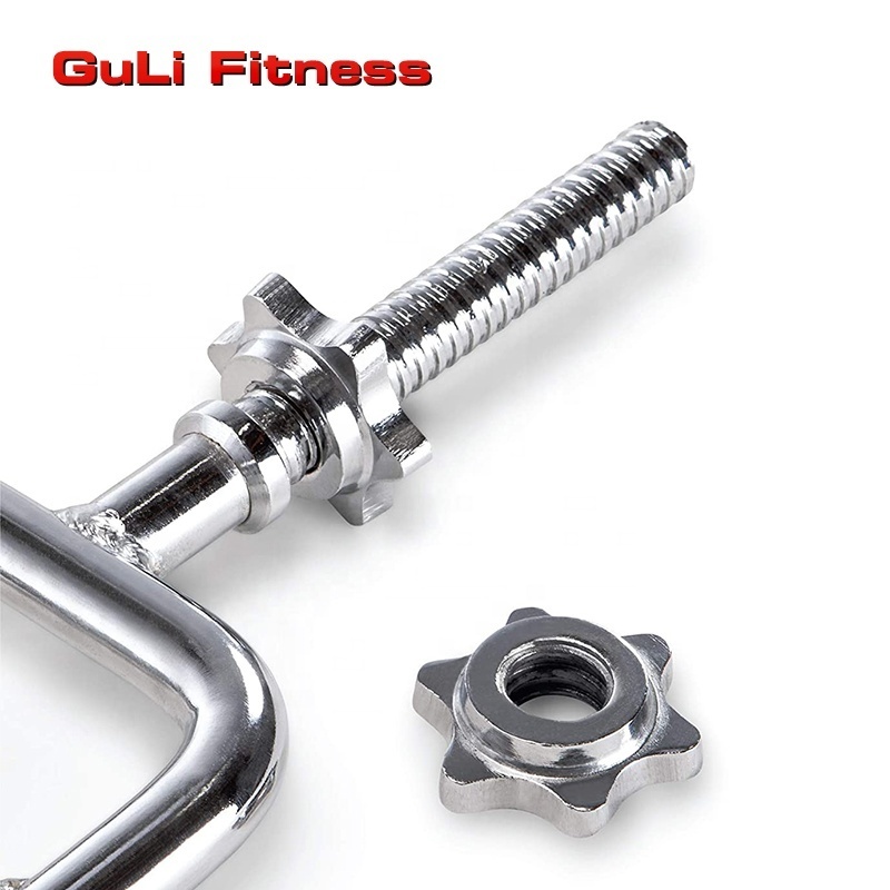 34 Inch Long Threaded Regular Barbell 25/28/30mm Weightlifting Barbell Triceps Chromed Bar With Screw Collars