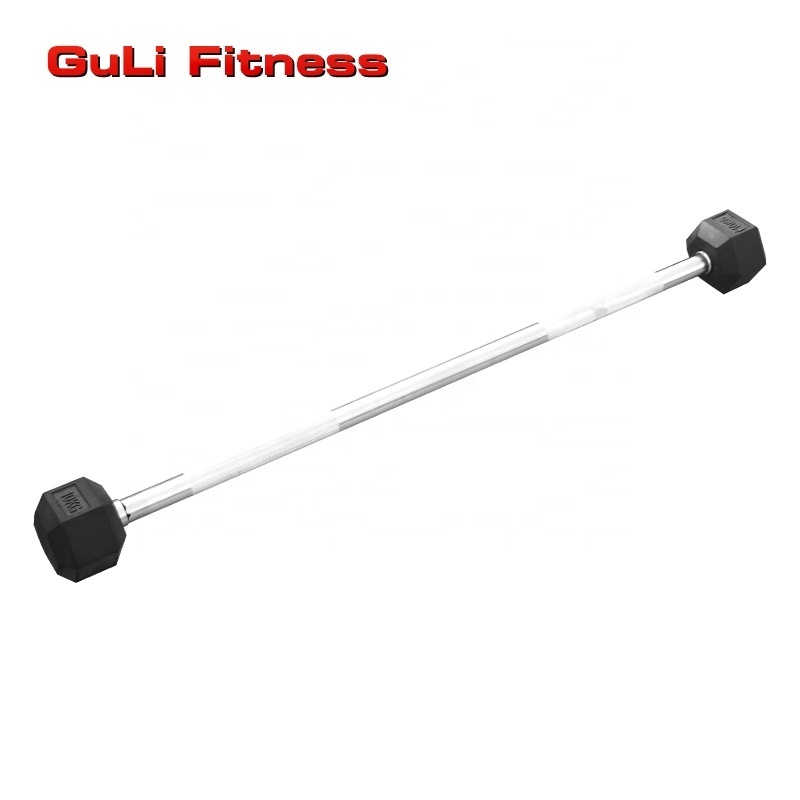 Guli Fitness Wholesale Fitness Equipment Weight Fixed Straight Rubber Coated Barbell Set With Chromed Handle Free Weight