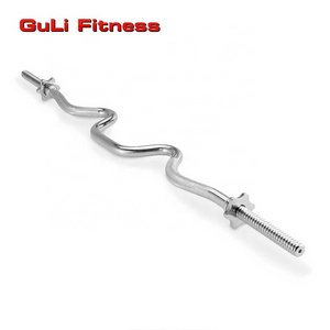 Guli Fitness 47" Weight Lifting Barbell Super Curl Bar with Threaded Ends Free Weights Accessories Home Gym Strength Training