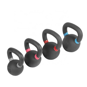 Manufacturer Free Weights 16KG 24KG 32KG 48kg Kettle Bell Handle With Color Circle Black Powder Coated Cast Iron Kettlebell